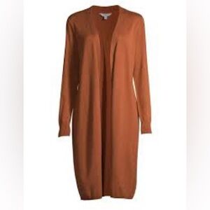 Rust Orange Colored Open Front Duster Cardigan